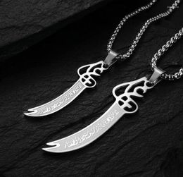 Pendant Necklaces Muslim Quran Verse Ali Eye Sword Necklace For Men Women Stainless Steel Amulet Jewellery Islamic GiftPendant5304459