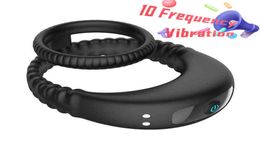 NXYCockrings Vibrating Cock Ring Double Cockring Silicone Penis Rings Delay Ejaculation Stimulator Vibrator Sex Toys for Men Chasi1121321