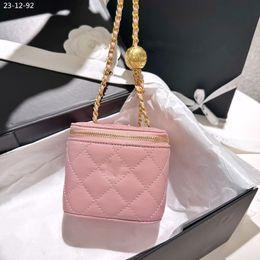 Women Crossbody Bags Shoulder Handbags Golden Ball Chain Designer Luxury Portable Cosmetic Lipstick Bag Sheepskin Black Ladies Fashion Small Purses 585