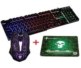 Rainbow Backlight USB Gaming Keyboard and Mouse Set 2400DPI 6 Buttons LED Ergonomic Gamer Computer Keyboard for PC Laptop5286611