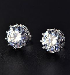 Lab Created Shiny White Moissanit 925 Sterling Silver Crown Stud Earrings Crystal Jewelry For Women Wedding Gift6557167