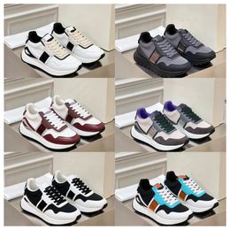 2024 New Multi material patchwork of cowhide with contrasting colors men women thick soled lace up black sports fashionable and versatile casual shoes