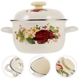 Double Boilers Amphora Enamel Pot Multi-functional Soup Practical Stock Flat Bottom Stockpot Household Kitchenware Binaural Stew Cookware