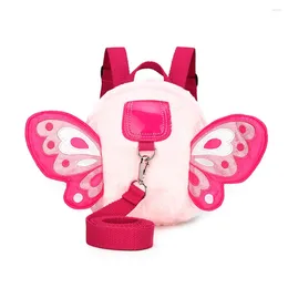 Backpack Cute 3D Butterfly Wings Children Anti-lost Mini Backpacks Cartoon School Bag Kid Adjustable Pulling Rope Schoolbag Girl