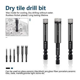 Dry Diamond Drill Bits Set For Granite Ceramic Marble Tile Stone Glass Hard Material Hex Shank Masonry Hole Saw Drill Bit 6-12mm