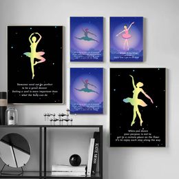 Abstract Ballet with Inspirational Phrases Poster Canvas Painting Wall Art Pictures Living Room Corridor Bedroom Home Decoration