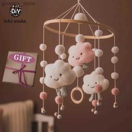 Mobiles# Lets Make Dropshipping Baby Rattles Crib Mobiles Toy Bed Bell Musical Box 0-12month Cloud Cotton Carousel For Cots Projection Y240412