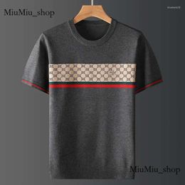 Men's T Shirts 2023 Plus Size Autumn Half Sleeve Sweater Mens Short T-shirt Bee Jacquard Embroidery Casual Line Top Large 848
