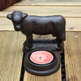 Candle Holders Retro Cow Cast Iron Tealight Holder European Farm House Accents Handmade Home Tabletop Decor Metal Animal Figurines