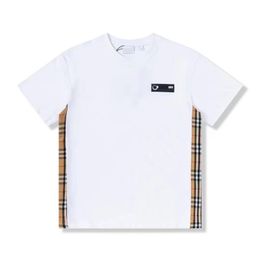 High-end designer men's T-shirt new classic Cheque stripe series 100% cotton men's and women's T-shirt casual fashion play all match loose top clothing S-2XLPDD