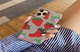 Letter Strawberry Phone Cases for iPhone 13 Pro 12 12pro 11 11pro X Xs Max Xr 8 7 8plus 7plus Hard Texture Fashion Print Skin Case2781796