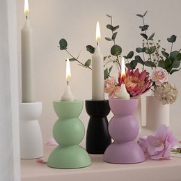 Geometric Candle Holder Silicone Mould Cement Handmade Minimalist Concrete Resin Candlestick Mould DIY Crafts Home Decoration