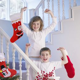 Christmas Stocking Pendant Santa Claus Snowman Christmas Tree Socks Home Party Supplies Xmas Ornaments Kids Gift Candy Tote Bag