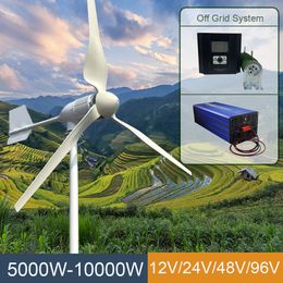 5000W 8000W 10KW 3 Blades Free Energy Wind Energy High Efficient 24V 48V 96V Wind Turbine Generator With Mppt Hybrid Controller