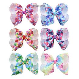 New JOJO Bow Hair Clip 6-inch Geometric Pattern Childrens Hair Card Baby Bow Headwear Accessories