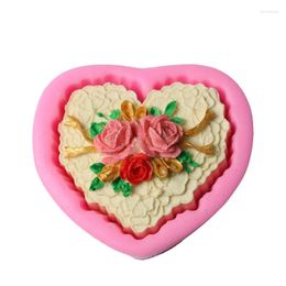 Baking Moulds 3D Valentine's Day Silicone Mould Cake Fandont Heart Flower Rose Shape Candle Chocolate Mould Kicchen Tool