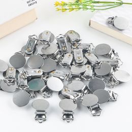 Sunrony 5/10Pcs 23mm Metal Pacifier Clips Round Clip Suspender Holder With Plastic Insert DIY Pacifier Chain Handmade Accessorie