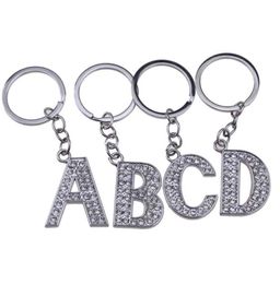 26PcsLot AZ 32quot Alloy Alphabet Letter Keyring Full Rhinestone Key Chain DIY Accessories2168396