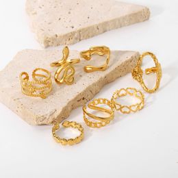 Fashionable Geometric Link Cross Open Ring 18K Gold Plated Women's Jewellery Trendy Statement Piece
