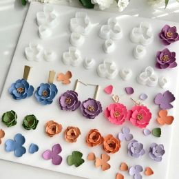 2 Pcs/set Mini Petal Polymer Clay Cutter Flowers Soft Pottery Mould DIY Ceramic Earrings Jewellery Pendant Pottery Tools