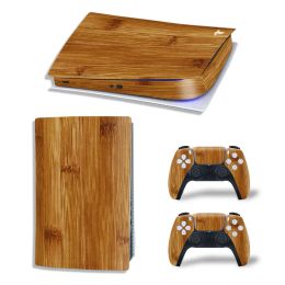 Stickers GAMEGENIXX PS5 Digital Edition Skin Sticker Wood Grain Protective Vinyl Wrap Cover Full Set for PS5 Console and 2 Controllers