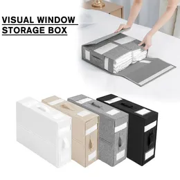 Storage Bags Foldable Clothing Sorting Box;visual Window Wardrobe Organising Underwear Box Box;Drawer Basket; B2E8