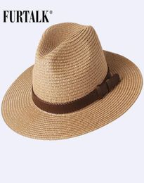 Summer Hat for Women Men Panama Straw Beach Hats Fedora UV Sun Protection Capchapeau femme T2007152033647