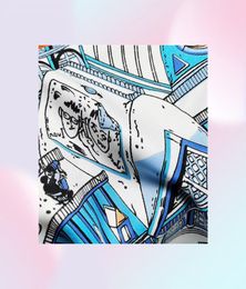 Manual Hand Rolled Twill Silk Scarf Women Sky City Print Square Scarves Echarpes Foulards Femme Wraps Bandana Hijab 90CM90CM1864132