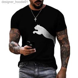 Men's Hoodies Sweatshirts Retro mens T-shirt wolf and leopard pattern 3D printing casual round neck shirt quick drying exquisite oversized mens clothing C240412