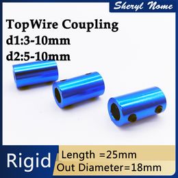 CNC rigid top wire aluminum alloy coupling motor screw D18 L25 Bore3/6/6.35/10 blue mould parts