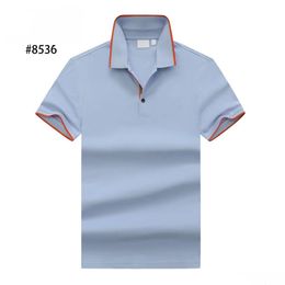Mens Polos 2023S New Style Embroidery Summer Wear Short Sleeve Cotton Fashion British Solid Color Breathable Lapel Tee Drop Delivery A Otrsg