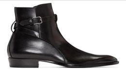 Men Wyatt Biker Boots Stacked Heel Genuine leather Anke Boot Men Battle Booties Plus Size 384671738104194142