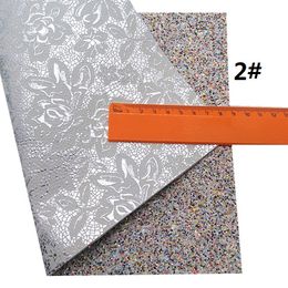 Double Sides Leather Mixed Glitter Leather Matching with Silver Stars Glitter lace Faux Leather for DIY Craft 8.2"x11.4" SJ005