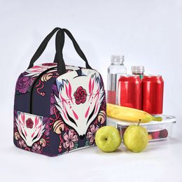 Custom Fox Spirit Kitsune Lunch Bag Thermal Cooler Insulated Lunch Box for Women Kids School Work Picnic Food Tote Container