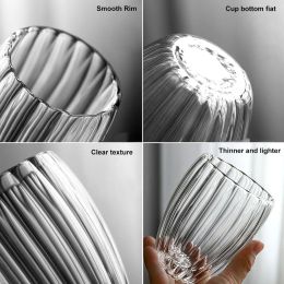 Stripe Double Wall Glass Cup High Borosilicate Heat Resistant Water Cups Transparant Juice Coffee Water Cup Drinkware Glass Mug