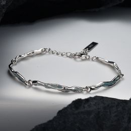 F.I.N.S Exquisite S925 Sterling Silver Bracelet Ice Blue Enamel Bracelet Irregular Adjustable Bangles for Women Punk Fine Jewels