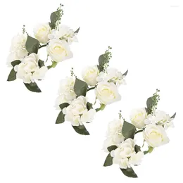 Decorative Flowers 3 Pcs Candlestick Garland Wreath Wedding Layout Props Floral Wreaths Front Door Eucalyptus Plastic Rings Decor Decoration