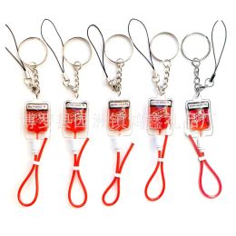 Wholesale plasma blood bags blood type keychains mobile phone pendants vampire decorations doctor keychains