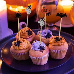 Forks 100Pcs Halloween Pumpkin Cocktails Sticks Natural Bamboo Toothpicks With Decoration 12cm Pick For