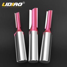 LIDIAO Double Flute Straight Router Bit 1/2 Inch Shank Carbide Milling Cutter Wood Trimming Cutter Carving Woodwork CNC Tool