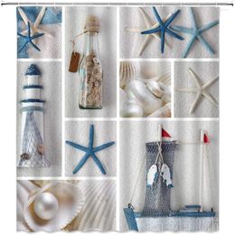 Shower Curtains Tropical By Ho Me Lili Curtain Marine Sail Boat Beach Starfish Shell Sea Life Fabric Bathroom Accessory With Hooks