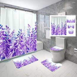 Shower Curtains Purple Lavender Curtain Colorful Little Fresh Ins Home Polyester Waterproof And Non-slip Strap Hook Custom 4Pcs 180 180cm