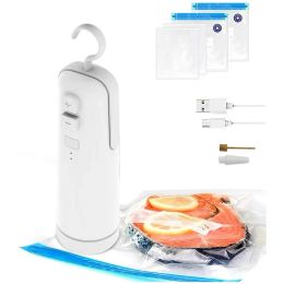 Machine Rechargeable Handheld Vacuum Sealer Machine, Heat Sealer Cutter Inflation Tool, Food Bag Saver Packing Sealing System