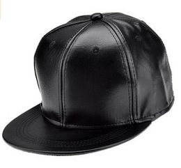 PU Leather Baseball Cap Sport Hats Black Snapback 10pcslot 03235754