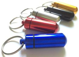 Key Chain Holder Aluminium Waterproof Pill Box Bottle Container Keychain Jar Storage 48mm17mm Stash Smoking Accessories1890615