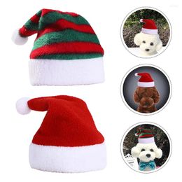 Dog Apparel 2 Pcs Pet Santa Hat Holiday Headgear Gift Decor Christmas Velvet Headwear Supplies