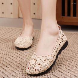 Casual Shoes 2024 Spring Summer Lace Flat Female Solid Color Soft Bottom Cloth Women's Walking Sports