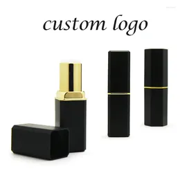 Storage Bottles 20pcs Custom Logo Cosmetic Makeup Empty Packaging Material Square Lipstick Tube Black Gold Injection Moulding Hexagonal