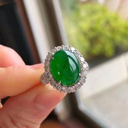 Cluster Rings Classic Vintage Natural Green An Jade For Women Fashionable And High-end Classical Silver Jewelry Engagement Ring