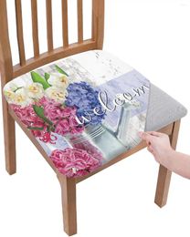 Chair Covers Wood Grain Flower Hyacinth Retro Seat Cushion Stretch Dining Cover Slipcovers For Home El Banquet Living Room